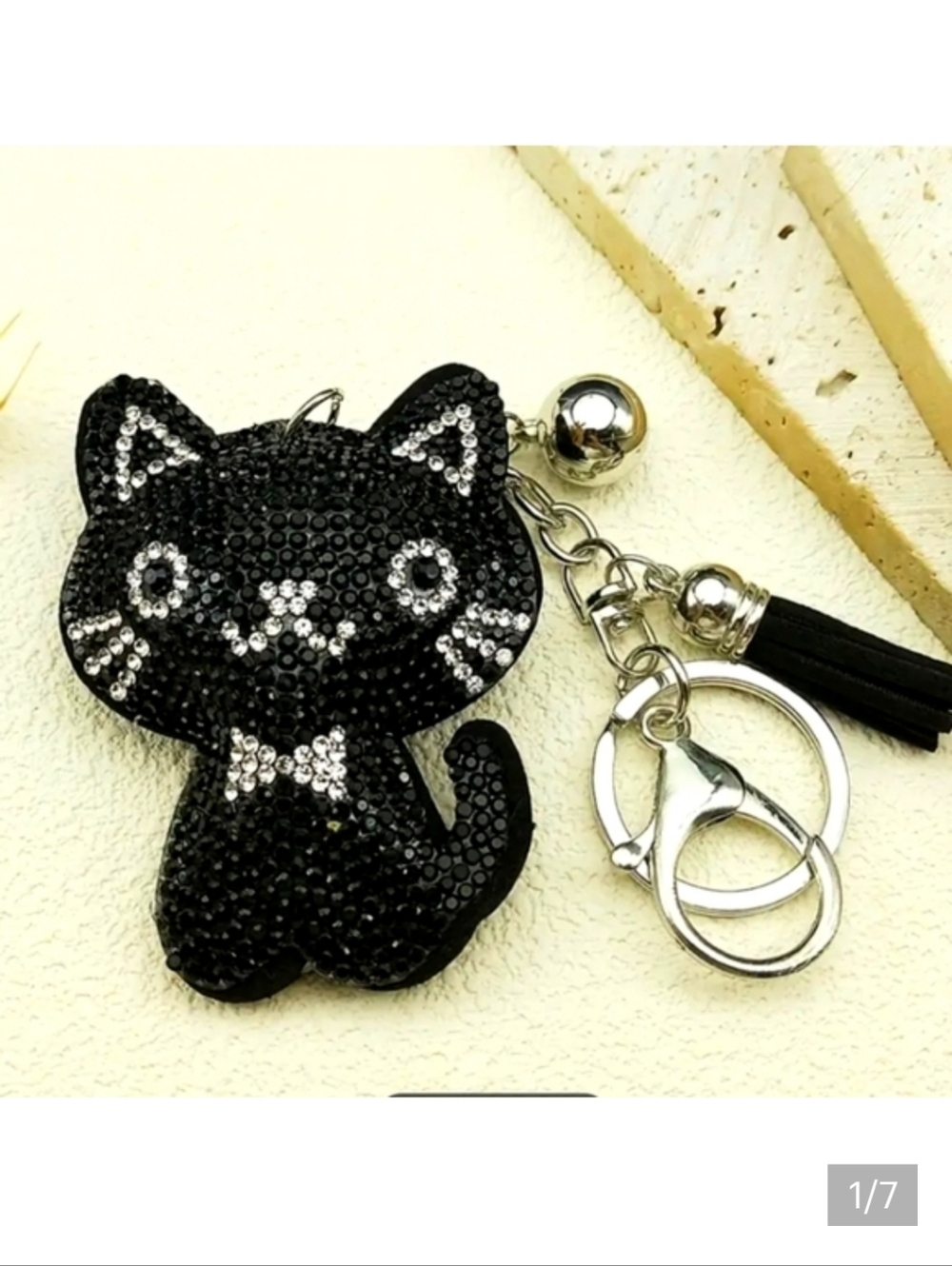 🆕️🐈‍⬛ BLACK RHINESTONE CAT HAND BAG CHARM / KEYCHAIN🐈‍⬛